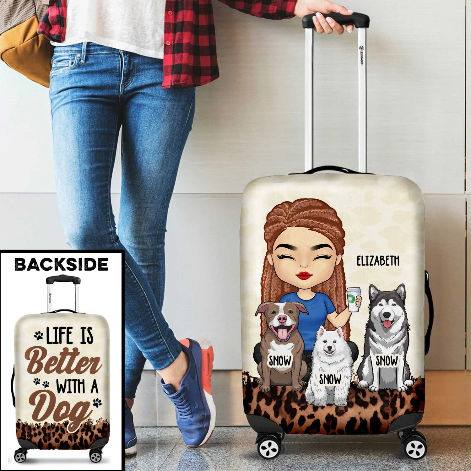 Just A Girl Who Loves Dogs - Personalized Luggage Cover 2 Just A Girl Who Loves Dogs - Personalized Luggage Cover - Image 2