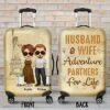 Husband & Wife Adventure Partners For Life - Gift For Couples, Husband Wife - Personalized Luggage Cover