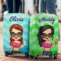 Chibi Summer Vacation - Personalized Luggage Cover - Gift For Bestie