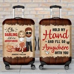 Darling, Let's Be Adventurers - Personalized Luggage Cover - Gift For Couples, Husband Wife