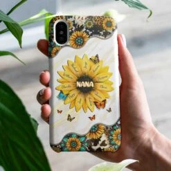 Nana Grandma Mom Kids Family Sunflower - Gift For Mom, Grandma - Personalized Phone Case