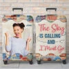 Custom Photo The Sky Is Calling - Travel Personalized Custom Luggage Cover - Holiday Vacation Gift, Gift For Adventure Travel Lovers