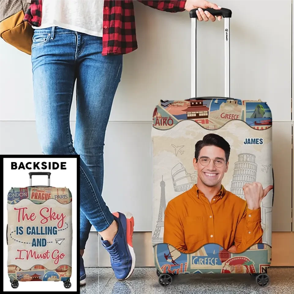 Custom Photo A Guy Loves Traveling - Travel Personalized Custom Luggage Cover - Holiday Vacation Gift, Gift For Adventure Travel Lovers 4 Custom Photo A Guy Loves Traveling - Travel Personalized Custom Luggage Cover - Holiday Vacation Gift, Gift For Adventure Travel Lovers - Image 4