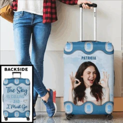 Custom Photo Just A Girl Who Loves Traveling - Travel Personalized Custom Luggage Cover - Holiday Vacation Gift, Gift For Adventure Travel Lovers -Pawfect House Sale 65fa9d35398f2