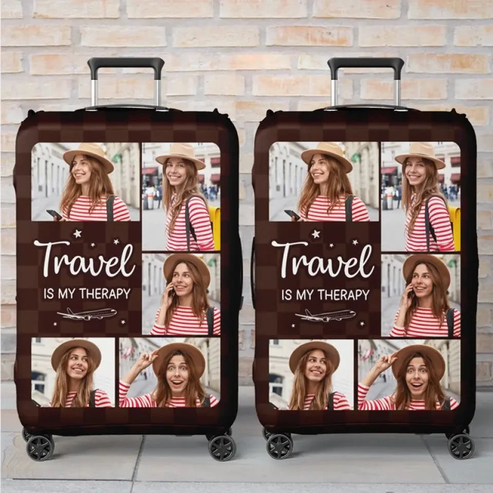 Custom Photo Catch Flight Not Feelings - Travel Personalized Custom Luggage Cover - Holiday Vacation Gift, Gift For Adventure Travel Lovers 1 Custom Photo Catch Flight Not Feelings - Travel Personalized Custom Luggage Cover - Holiday Vacation Gift, Gift For Adventure Travel Lovers