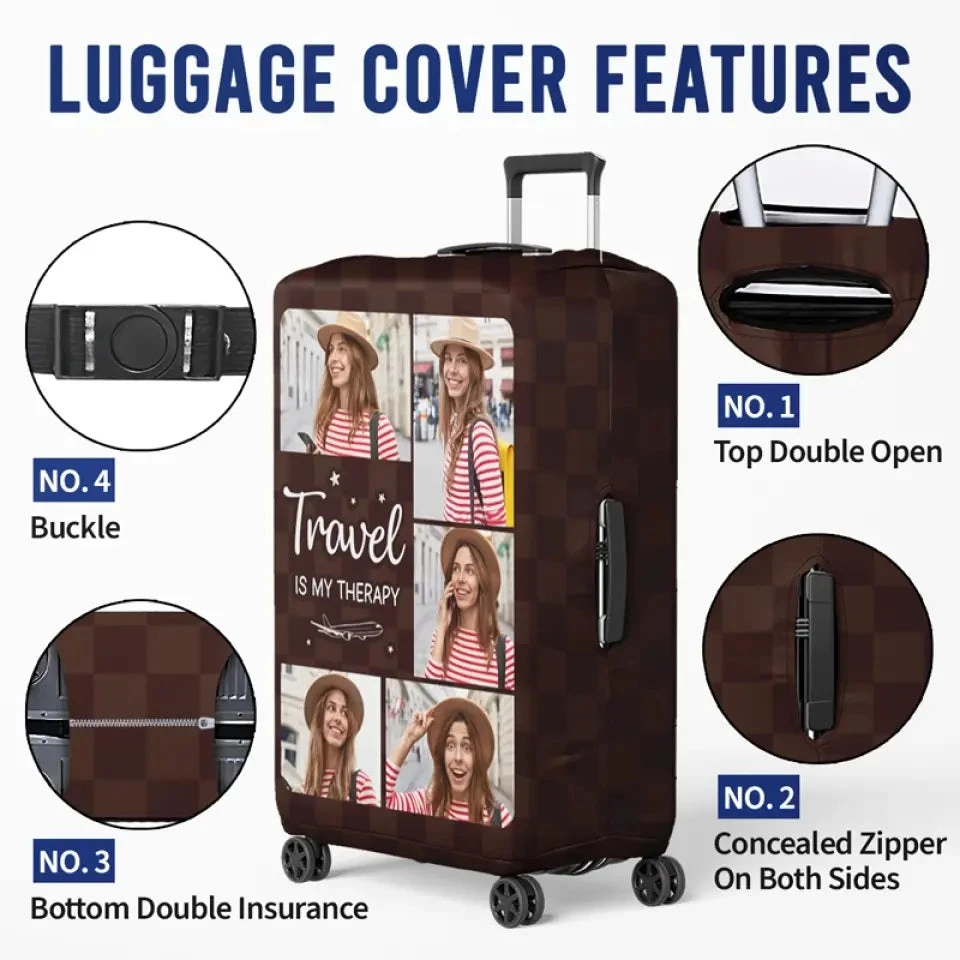 Custom Photo Catch Flight Not Feelings - Travel Personalized Custom Luggage Cover - Holiday Vacation Gift, Gift For Adventure Travel Lovers 5 Custom Photo Catch Flight Not Feelings - Travel Personalized Custom Luggage Cover - Holiday Vacation Gift, Gift For Adventure Travel Lovers - Image 5