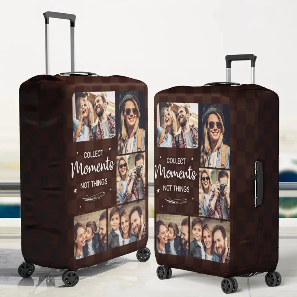 Custom Photo Collect Moments Not Things - Travel Personalized Custom Luggage Cover - Holiday Vacation Gift, Gift For Adventure Travel Lovers 3 Custom Photo Collect Moments Not Things - Travel Personalized Custom Luggage Cover - Holiday Vacation Gift, Gift For Adventure Travel Lovers - Image 3