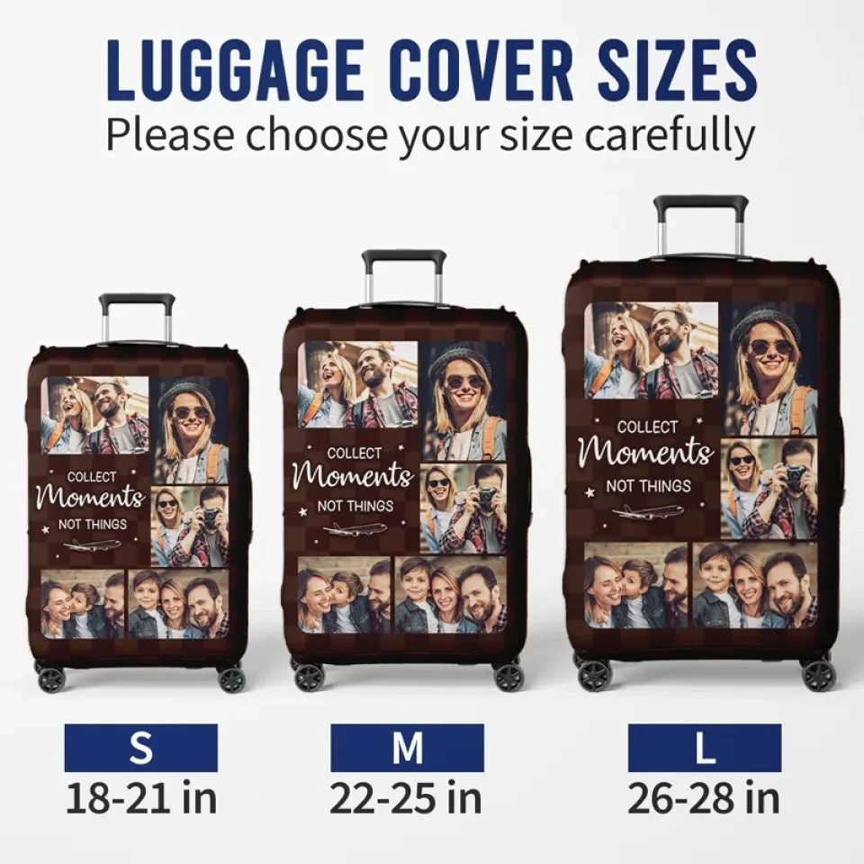 Custom Photo Collect Moments Not Things - Travel Personalized Custom Luggage Cover - Holiday Vacation Gift, Gift For Adventure Travel Lovers 6 Custom Photo Collect Moments Not Things - Travel Personalized Custom Luggage Cover - Holiday Vacation Gift, Gift For Adventure Travel Lovers - Image 6