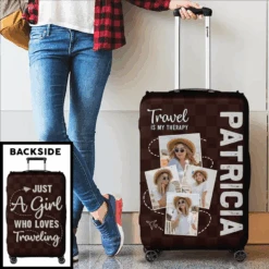 Custom Photo So The Adventure Begins - Travel Personalized Custom Luggage Cover - Holiday Vacation Gift, Gift For Adventure Travel Lovers -Pawfect House Sale 65fba4f3cdeab
