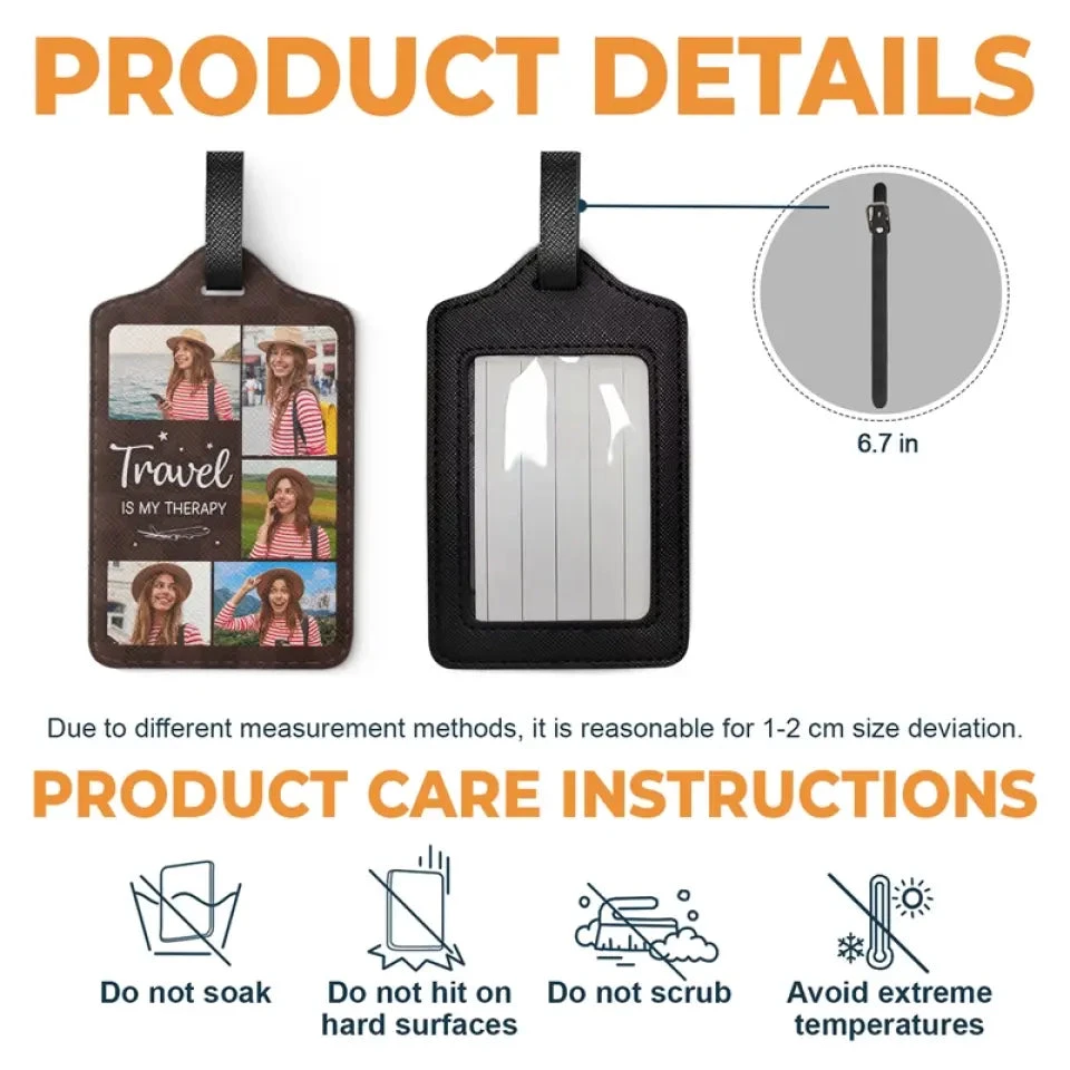 Custom Photo Catch Flights, Not Feelings - Travel Personalized Custom Luggage Tag - Holiday Vacation Gift, Gift For Adventure Travel Lovers 4 Custom Photo Catch Flights, Not Feelings - Travel Personalized Custom Luggage Tag - Holiday Vacation Gift, Gift For Adventure Travel Lovers - Image 4