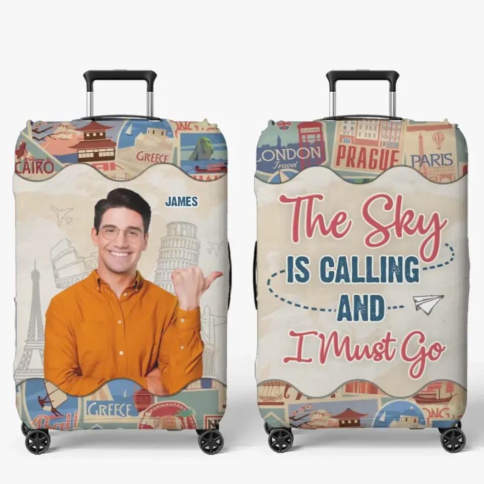 Custom Photo A Guy Loves Traveling - Travel Personalized Custom Luggage Cover - Holiday Vacation Gift, Gift For Adventure Travel Lovers 2 Custom Photo A Guy Loves Traveling - Travel Personalized Custom Luggage Cover - Holiday Vacation Gift, Gift For Adventure Travel Lovers - Image 2