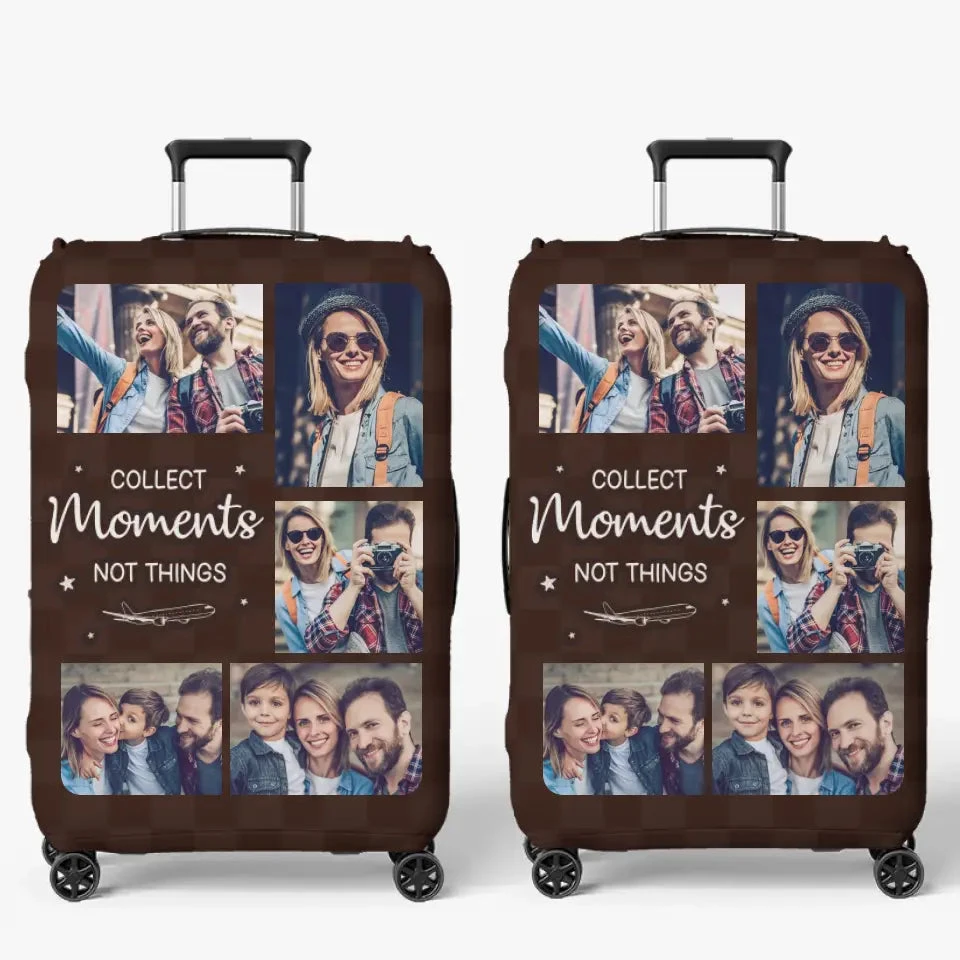 Custom Photo Collect Moments Not Things - Travel Personalized Custom Luggage Cover - Holiday Vacation Gift, Gift For Adventure Travel Lovers 2 Custom Photo Collect Moments Not Things - Travel Personalized Custom Luggage Cover - Holiday Vacation Gift, Gift For Adventure Travel Lovers - Image 2
