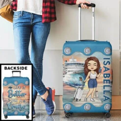 Just A Girl Who Loves Cruising - Travel Personalized Custom Luggage Cover - Holiday Vacation Gift, Gift For Adventure Travel Lovers -Pawfect House Sale 6639a4785a63e
