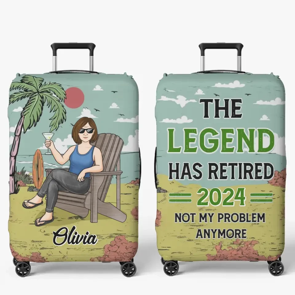 Not My Problem Anymore - Personalized Custom Luggage Cover - Appreciation, Retirement Gift For Coworkers, Work Friends, Colleagues, Travel Lovers 2 Not My Problem Anymore - Personalized Custom Luggage Cover - Appreciation, Retirement Gift For Coworkers, Work Friends, Colleagues, Travel Lovers - Image 2