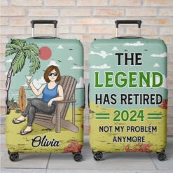 Not My Problem Anymore - Personalized Custom Luggage Cover - Appreciation, Retirement Gift For Coworkers, Work Friends, Colleagues, Travel Lovers