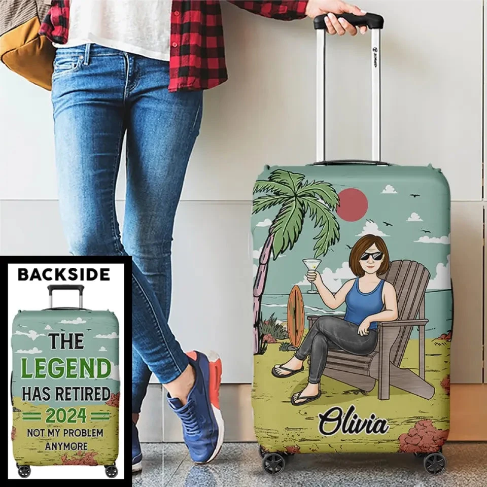 Not My Problem Anymore - Personalized Custom Luggage Cover - Appreciation, Retirement Gift For Coworkers, Work Friends, Colleagues, Travel Lovers 4 Not My Problem Anymore - Personalized Custom Luggage Cover - Appreciation, Retirement Gift For Coworkers, Work Friends, Colleagues, Travel Lovers - Image 4