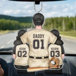 Hand In Hand, I Will Always Protect You - Family Personalized Custom Car Ornament - Acrylic Custom Shaped - Gift For Dad, Sport Lovers, Sport Players