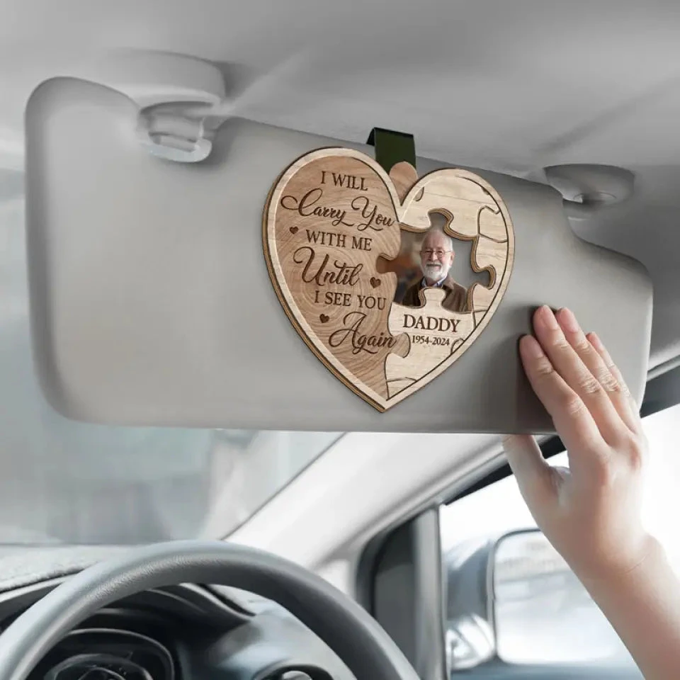 Custom Photo A Big Piece Of My Heart Lives In Heaven - Memorial Personalized Custom Car Visor Clip - Sympathy Gift For Family Members 4 Custom Photo A Big Piece Of My Heart Lives In Heaven - Memorial Personalized Custom Car Visor Clip - Sympathy Gift For Family Members - Image 4