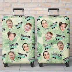 Custom Photo Remember That Happiness Is A Way Of Travel - Family Personalized Custom Luggage Cover - Summer Vacation Gift For Family Members