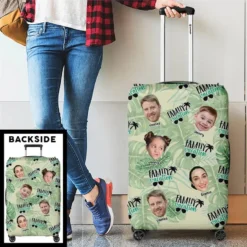 Custom Photo Remember That Happiness Is A Way Of Travel - Family Personalized Custom Luggage Cover - Summer Vacation Gift For Family Members -Pawfect House Sale 667cefcfe9d3c