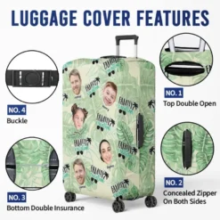 Custom Photo Remember That Happiness Is A Way Of Travel - Family Personalized Custom Luggage Cover - Summer Vacation Gift For Family Members -Pawfect House Sale 667cefd13ac30