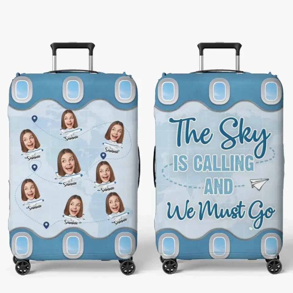Custom Photo Side By Side, Exploring The Wide - Family Personalized Custom Luggage Cover - Summer Vacation Gift For Family Members 2 Custom Photo Side By Side, Exploring The Wide - Family Personalized Custom Luggage Cover - Summer Vacation Gift For Family Members - Image 2