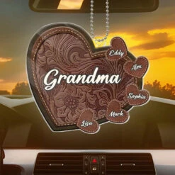 Happiness Is Being A Grandma - Family Personalized Custom Car Ornament - Acrylic Custom Shaped - Gift For Mom, Grandma -Pawfect House Sale 668bbd19c2954