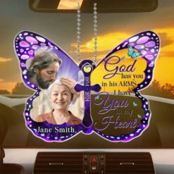 Custom Photo God Has You In His Arms - Memorial Personalized Custom Car Ornament - Acrylic Custom Shaped - Sympathy Gift For Family Members -Pawfect House Sale 668bccf86887f