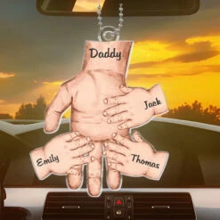 The Power Of Dad In A Child's Life Is Unmatched - Family Personalized Custom Car Ornament - Acrylic Custom Shaped - Gift For Dad, Grandpa -Pawfect House Sale 668e30ad4829b