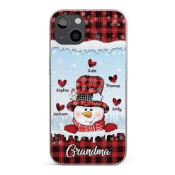 Grandmas Are Snowmen With Hearts That Never Melt - Family Personalized Custom Clear Phone Case - Christmas Gift For Grandma