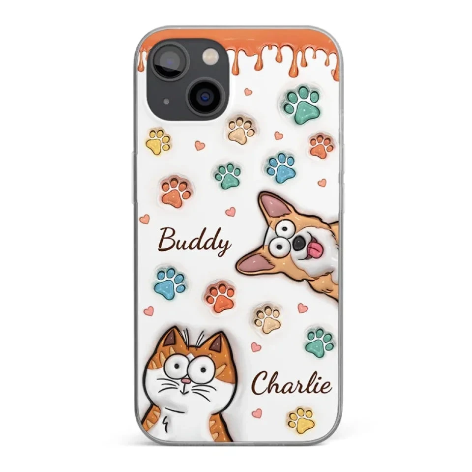 Four Paws, One Heart - Dog & Cat Personalized Custom 3D Inflated Effect Printed Clear Phone Case - Gift For Pet Owners, Pet Lovers 1 Four Paws, One Heart - Dog & Cat Personalized Custom 3D Inflated Effect Printed Clear Phone Case - Gift For Pet Owners, Pet Lovers