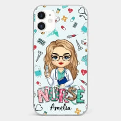 From Caring Comes Courage - Nurse Personalized Custom Clear Phone Case - Appreciation, Thank You Gift, Nurse Life, Doctor Life -Pawfect House Sale 67221c662c56b