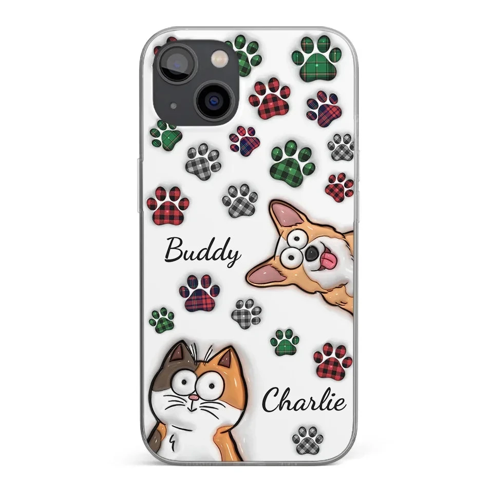 My Prints Follow Every Places You Go - Dog & Cat Personalized Custom 3D Inflated Effect Printed Clear Phone Case - Gift For Pet Owners, Pet Lovers 1 My Prints Follow Every Places You Go - Dog & Cat Personalized Custom 3D Inflated Effect Printed Clear Phone Case - Gift For Pet Owners, Pet Lovers
