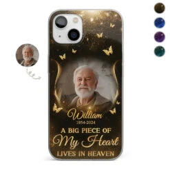 Custom Photo A Big Piece Of My Heart - Memorial Personalized Custom Clear Phone Case - Sympathy Gift For Family Members