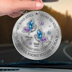 My Mind Still Talks To You But My Soul Knows You Are At Peace - Memorial Personalized Custom Car Ornament - Acrylic Custom Shaped - Sympathy Gift For Family Members -Pawfect House Sale 6744113c97606