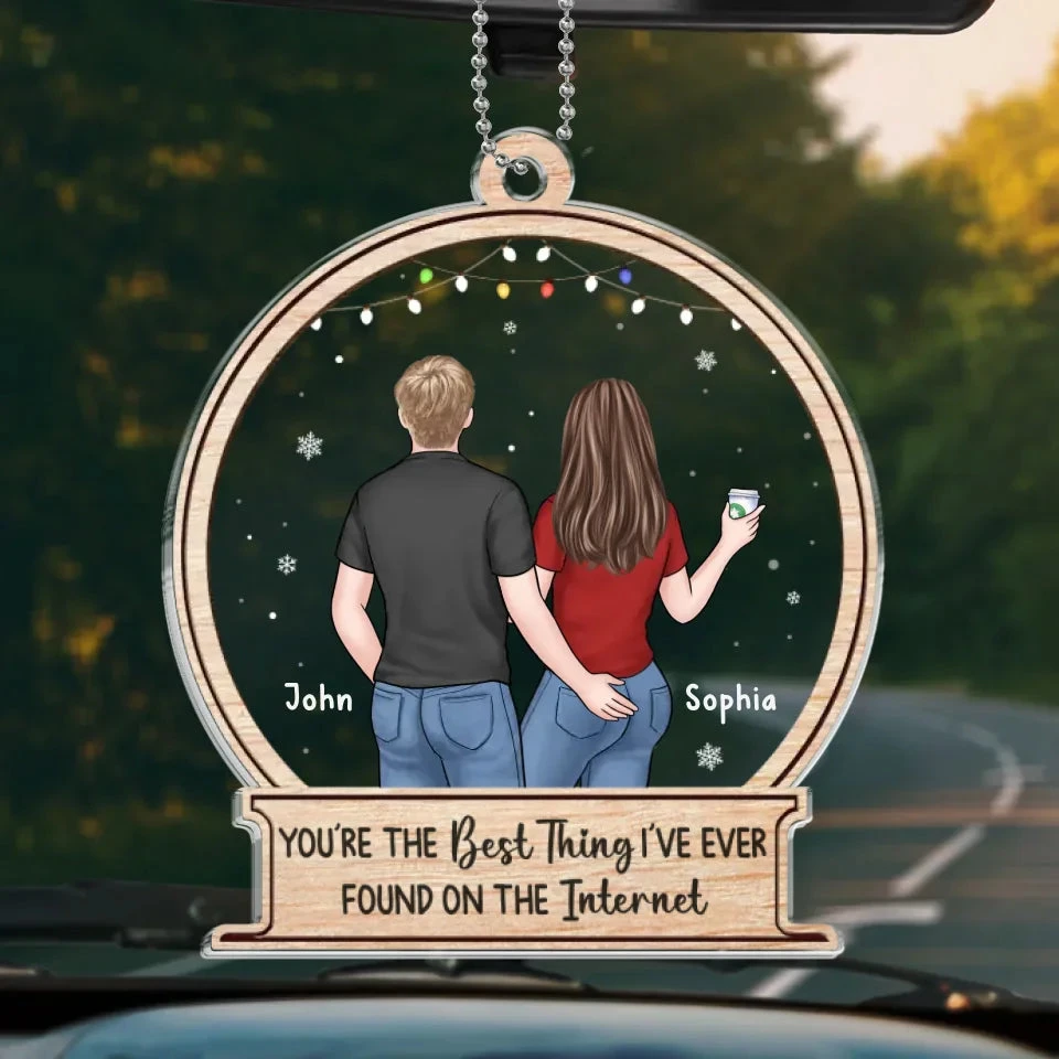 Two Heads, One Heart - Couple Personalized Custom Car Ornament - Acrylic Custom Shaped - Gift For Husband Wife, Anniversary 2 Two Heads, One Heart - Couple Personalized Custom Car Ornament - Acrylic Custom Shaped - Gift For Husband Wife, Anniversary - Image 2