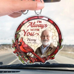 Custom Photo Loving You Forever - Memorial Personalized Custom Car Ornament - Acrylic Custom Shaped - Sympathy Gift For Family Members -Pawfect House Sale 67594d6925030