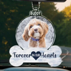 Custom Photo Goodbyes Are Not Forever - Memorial Personalized Custom Car Ornament - Acrylic Custom Shaped - Sympathy Gift For Pet Owners, Pet Lovers