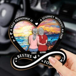 Friendship Is The Strongest Foundation - Bestie Personalized Custom Car Visor Clip - Gift For Best Friends, BFF, Sisters -Pawfect House Sale 675bbe9c1d7ad