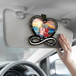 Friendship Is The Strongest Foundation - Bestie Personalized Custom Car Visor Clip - Gift For Best Friends, BFF, Sisters -Pawfect House Sale 675bbe9d14230