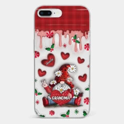 Gnome One Loves Like Grandma - Family Personalized Custom 3D Inflated Effect Printed Clear Phone Case - Christmas Gift For Grandma -Pawfect House Sale 675bf62ada92c