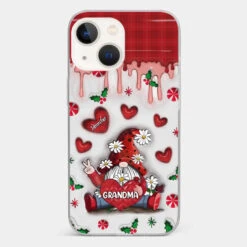 Gnome One Loves Like Grandma - Family Personalized Custom 3D Inflated Effect Printed Clear Phone Case - Christmas Gift For Grandma -Pawfect House Sale 675bf63565054