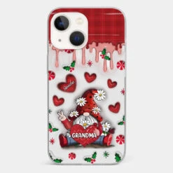 Gnome One Loves Like Grandma - Family Personalized Custom 3D Inflated Effect Printed Clear Phone Case - Christmas Gift For Grandma -Pawfect House Sale 675bf638bb3b0