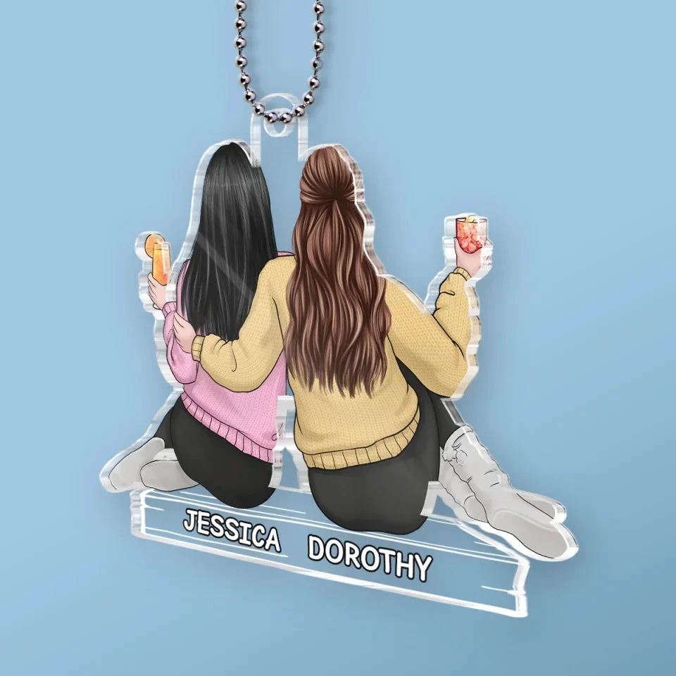 Through Thick And Thin, We Stick - Bestie Personalized Custom Car Ornament - Acrylic Custom Shaped - Gift For Best Friends, BFF, Sisters 3 Through Thick And Thin, We Stick - Bestie Personalized Custom Car Ornament - Acrylic Custom Shaped - Gift For Best Friends, BFF, Sisters - Image 3
