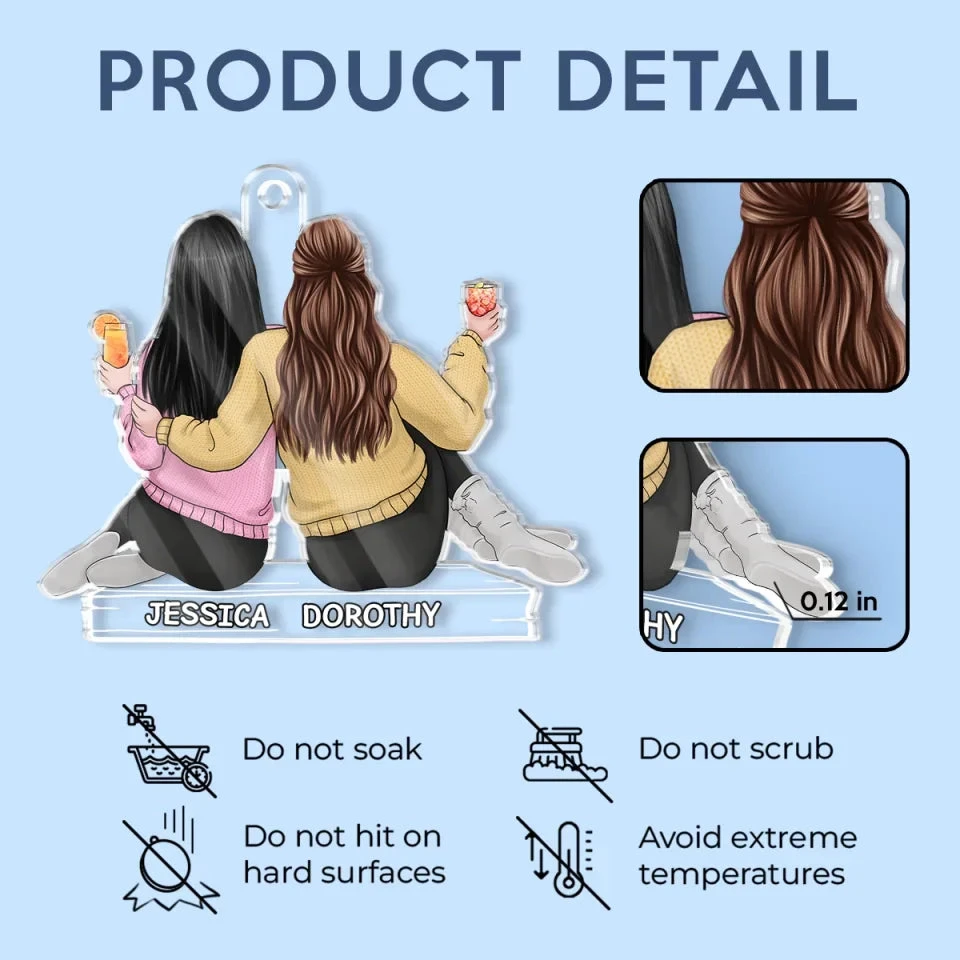 Through Thick And Thin, We Stick - Bestie Personalized Custom Car Ornament - Acrylic Custom Shaped - Gift For Best Friends, BFF, Sisters 5 Through Thick And Thin, We Stick - Bestie Personalized Custom Car Ornament - Acrylic Custom Shaped - Gift For Best Friends, BFF, Sisters - Image 5