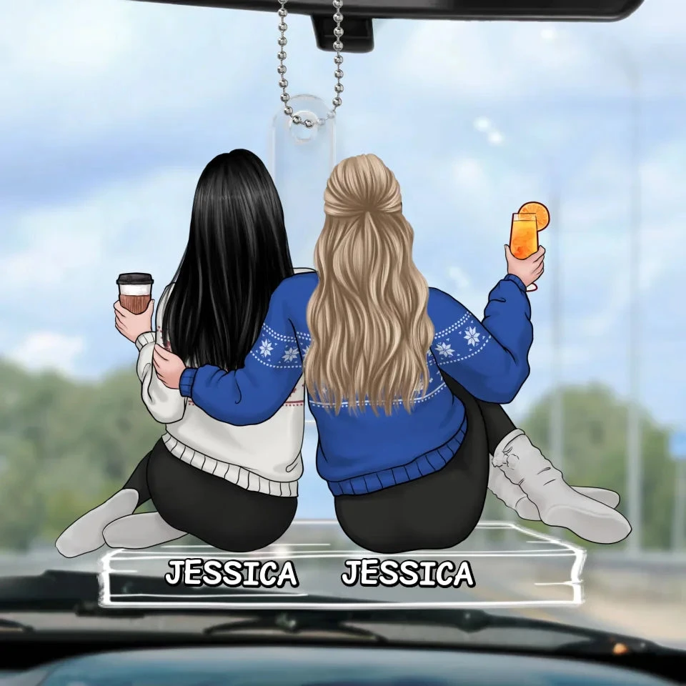 Through Thick And Thin, We Stick - Bestie Personalized Custom Car Ornament - Acrylic Custom Shaped - Gift For Best Friends, BFF, Sisters 2 Through Thick And Thin, We Stick - Bestie Personalized Custom Car Ornament - Acrylic Custom Shaped - Gift For Best Friends, BFF, Sisters - Image 2