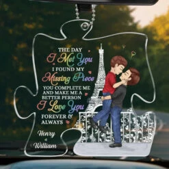 You Complete Me And Make Me A Better Person - Couple Personalized Custom Car Ornament - Acrylic Custom Shaped - Gift For Husband Wife, Anniversary, LGBTQ+