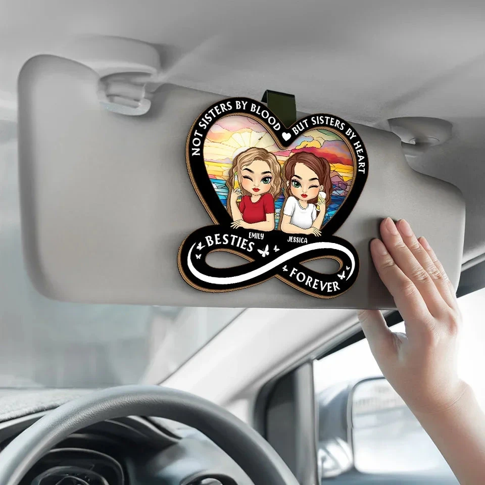 Not Sisters By Blood But Sisters By Heart - Bestie Personalized Custom Car Visor Clip - Gift For Best Friends, BFF, Sisters 4 Not Sisters By Blood But Sisters By Heart - Bestie Personalized Custom Car Visor Clip - Gift For Best Friends, BFF, Sisters - Image 4