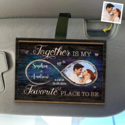 Custom Photo From The First Moment To Forever, I’m Yours - Couple Personalized Custom Car Visor Clip - Gift For Husband Wife, Anniversary