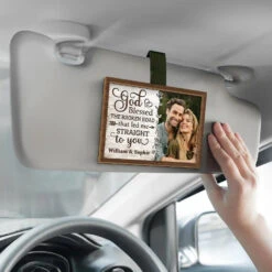 Custom Photo God Blessed The Road That Led Me To You - Couple Personalized Custom Car Visor Clip - Gift For Husband Wife, Anniversary -Pawfect House Sale 6760e72dbae32